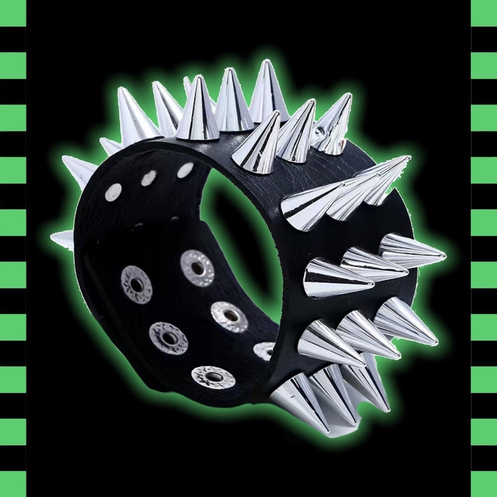 Black Spiked Cuff Bracelet